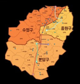 성남 지역 지도